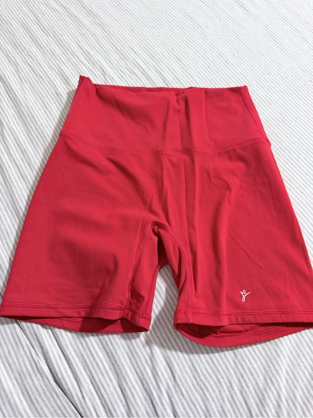 High-Waist Red and Purple Performance Bike Shorts